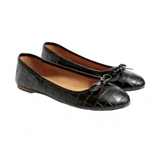 J. Crew Factory Black Croc-Embossed Flats